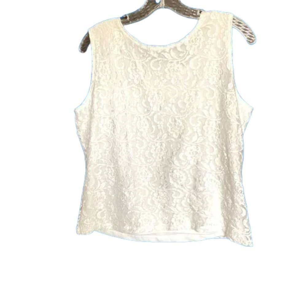 Sarah B Studio Camisole Fully Lined Sleeveless White Lace Women's Size Large